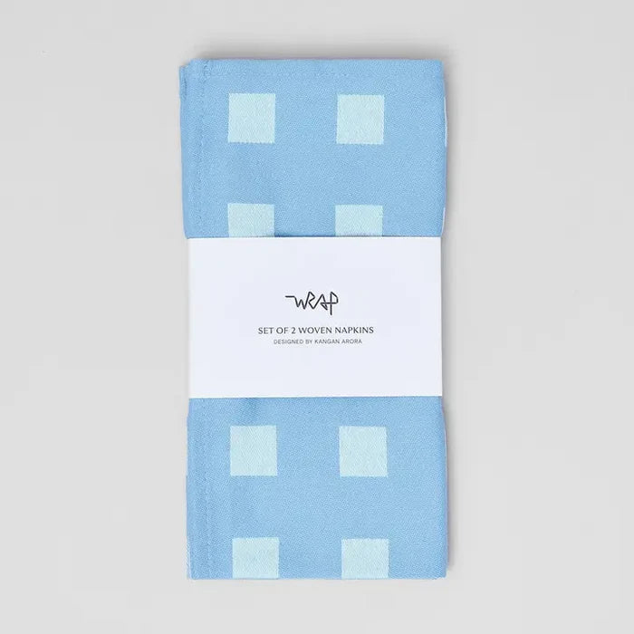 Squares Napkin Set Blue/Soft Aqua