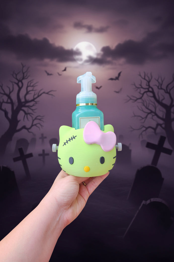 *STL /3MF FILE ONLY*Halloween Kitty Frankenstein Bath & Body Foam Soap Holder Digital File