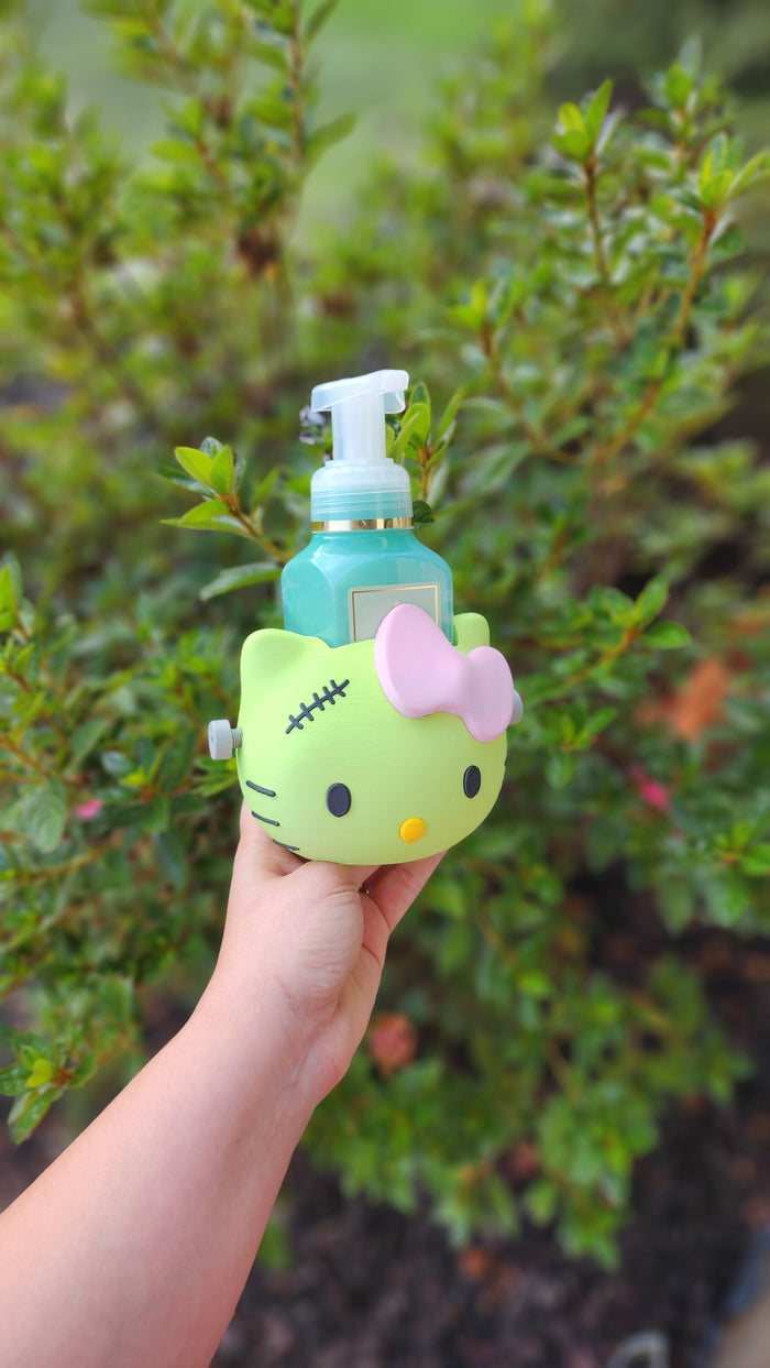 *STL /3MF FILE ONLY*Halloween Kitty Frankenstein Bath & Body Foam Soap Holder Digital File