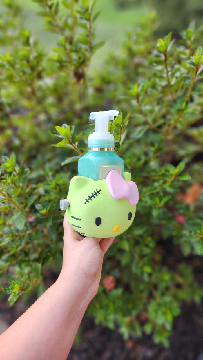 *STL /3MF FILE ONLY*Halloween Kitty Frankenstein Bath & Body Foam Soap Holder Digital File