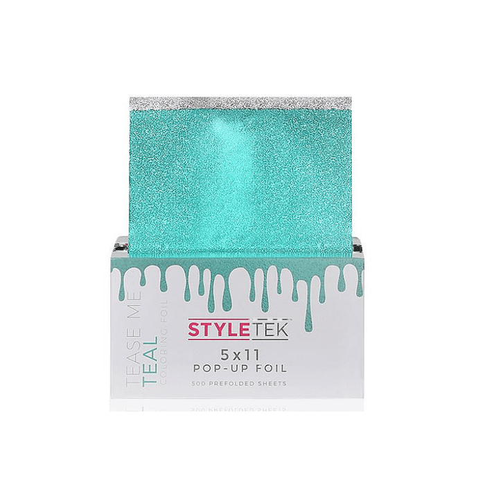 Styletek Tease Me Teal Embossed Pop-Up Foil 500ct 5x11 (Runway) - Styletek | Available at Studio 360 Salon, Chatham, NJ