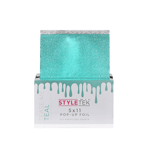 Styletek Tease Me Teal Embossed Pop-Up Foil 500ct 5x11 (Runway) - Styletek | Available at Studio 360 Salon, Chatham, NJ