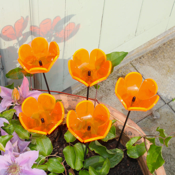 SunCatcher Fluorescent Tulip Garden Stakes – Set of 5 Outdoor Garden Ornaments