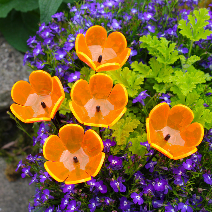 SunCatcher Fluorescent Tulip Garden Stakes – Set of 5 Outdoor Garden Ornaments