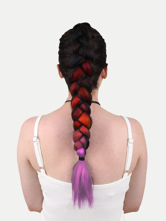 Synthetic DIY Jumbo Festival Hair Braid | Black/Brown/Red/Pink Ombre-Image 1