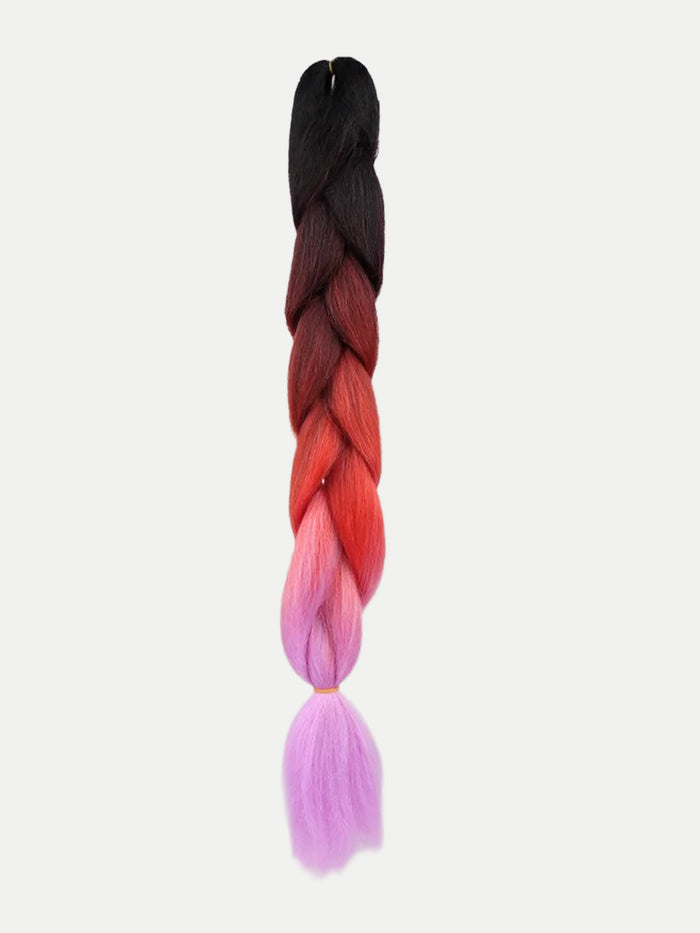 Synthetic DIY Jumbo Festival Hair Braid | Black/Brown/Red/Pink Ombre-Image 2