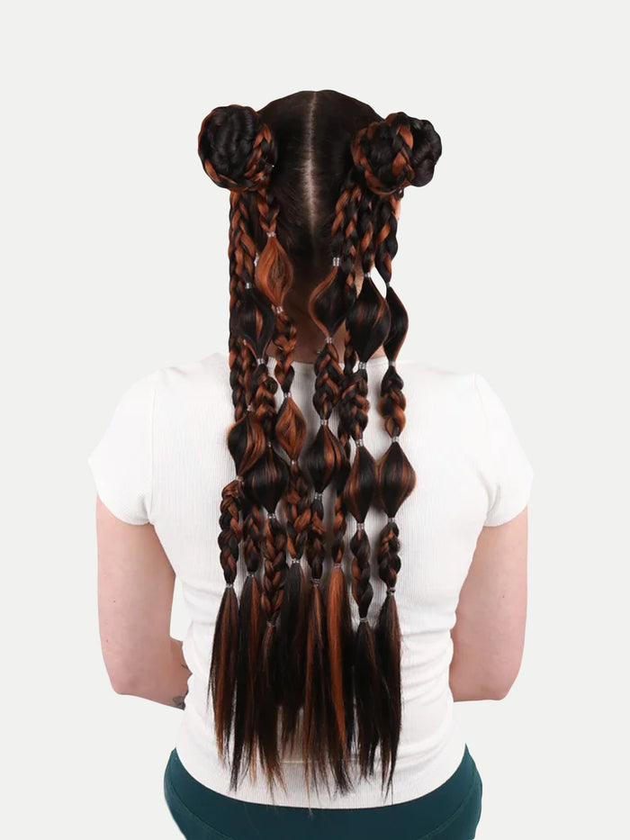 Synthetic Pre-Braided Festival Hair | Red/Brown-Image 1