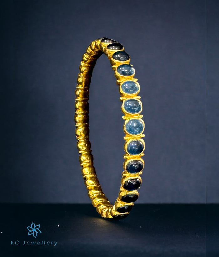 The Athiya Silver Kemp Bangle -Single(Blue/Size 2.2/2.4/2.6/2.8)