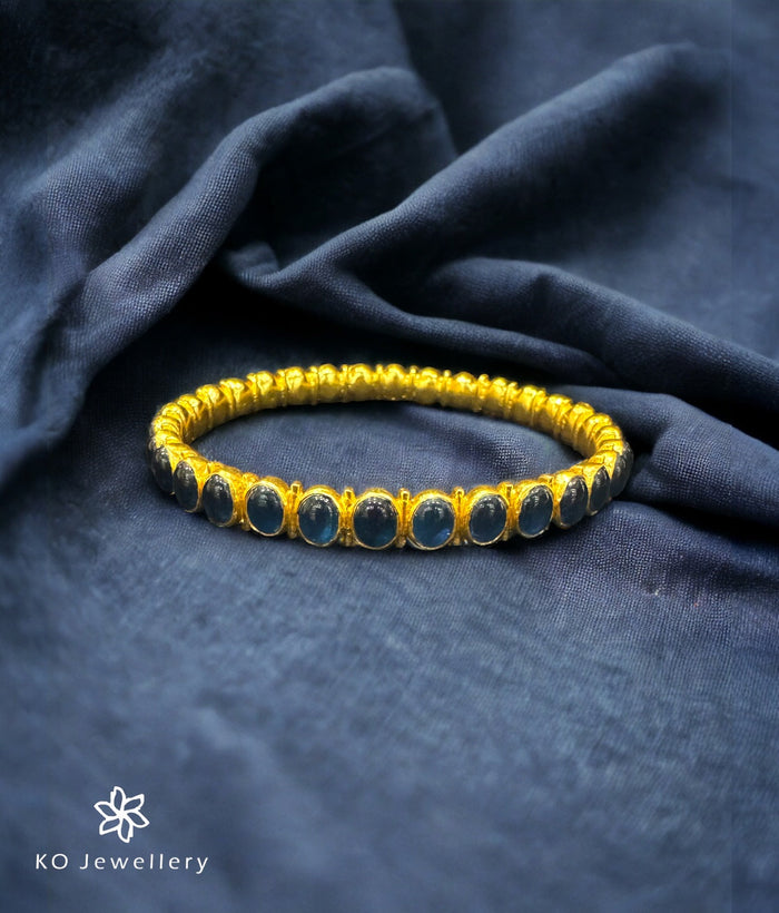 The Athiya Silver Kemp Bangle -Single(Blue/Size 2.2/2.4/2.6/2.8)