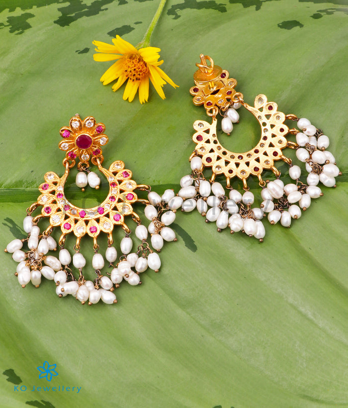 The Kankana Silver Earrings (Red/White)