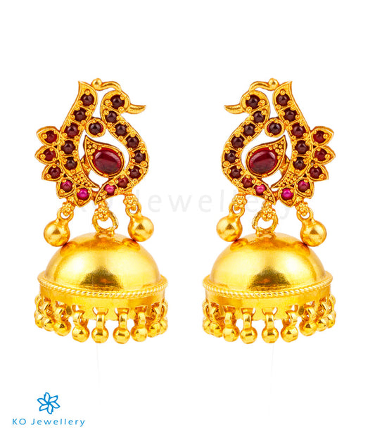 The Loukyam Silver Peacock Jhumka