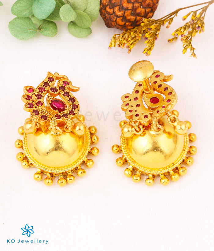The Loukyam Silver Peacock Jhumka