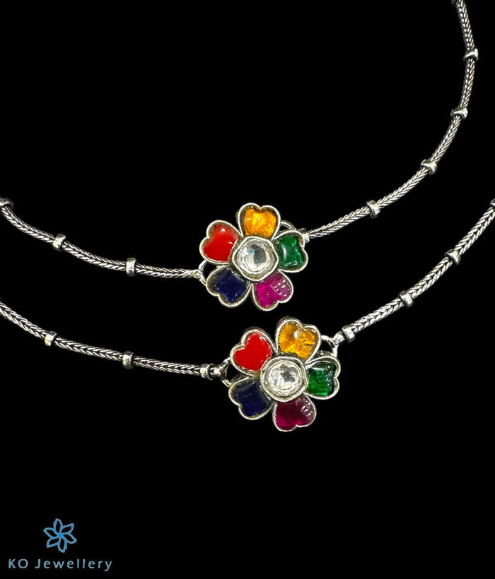 Naisha Silver Kundan Anklet