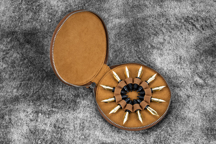 The Nib Circle - Leather Zip Nib Case for 12 Nibs