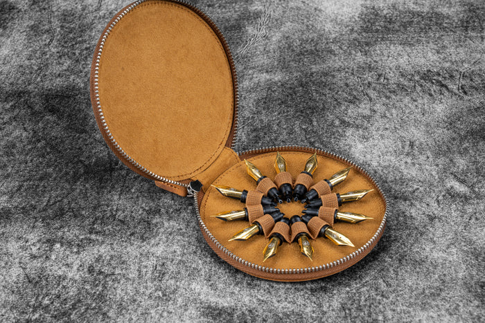 The Nib Circle - Leather Zip Nib Case for 12 Nibs