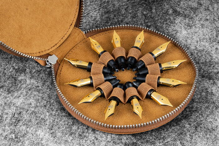 The Nib Circle - Leather Zip Nib Case for 12 Nibs
