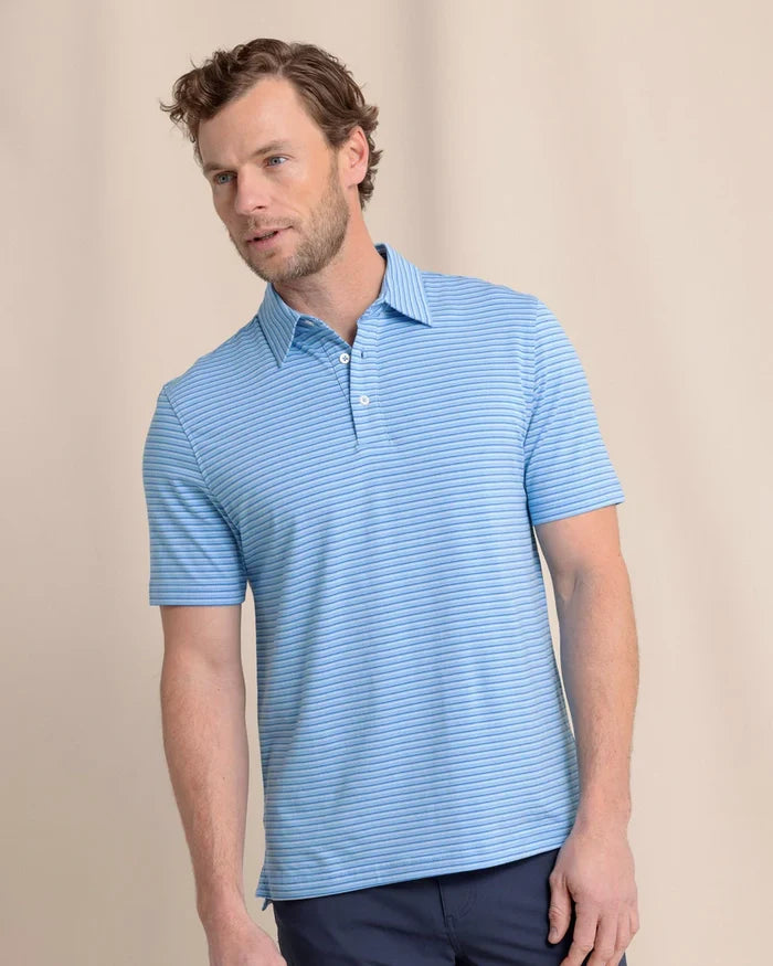 The Seaport Kinston Stripe Polo (Boat Blue)