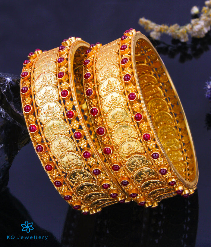 The Sindhuja Silver Lakshmi Coin Bangle-Single (Size 2.2/2.4/2.6/2.8)