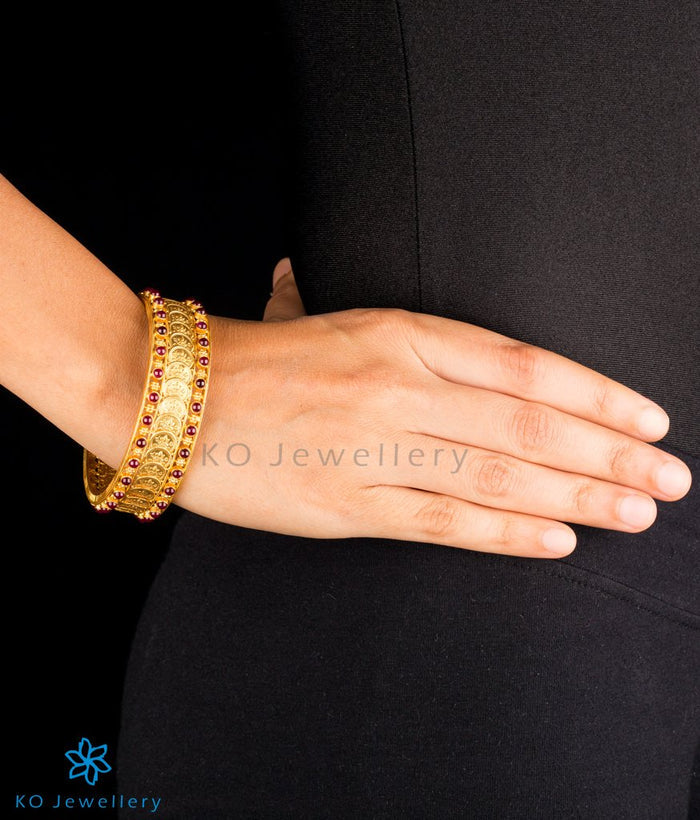 The Sindhuja Silver Lakshmi Coin Bangle-Single (Size 2.2/2.4/2.6/2.8)