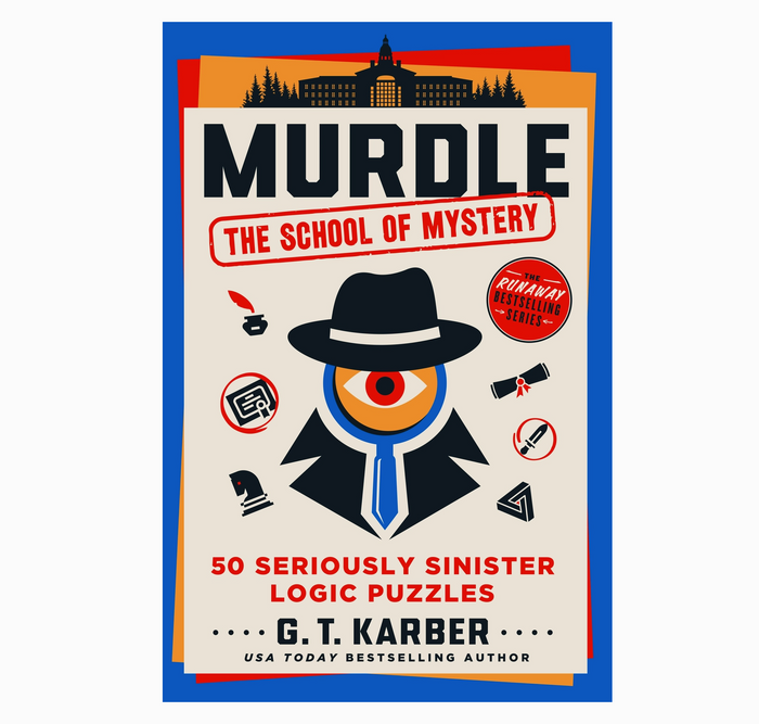 Book cover of 'Murdle: The School of Mystery' by G.T. Karber with a detective-themed design.