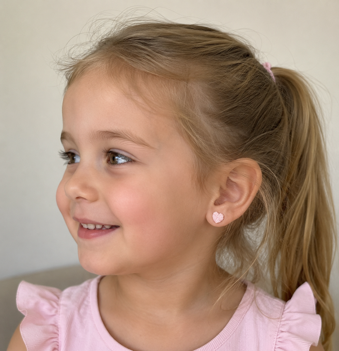 Tiny Heart Studs - pink