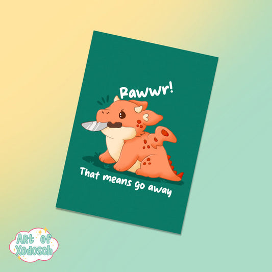 toasty the dragon rawwr postcard