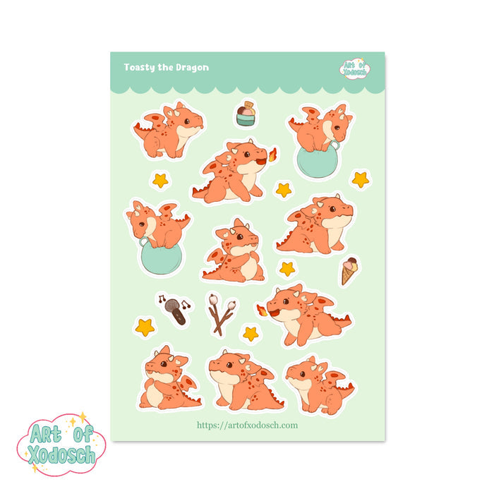 toasty the dragon sticker sheet