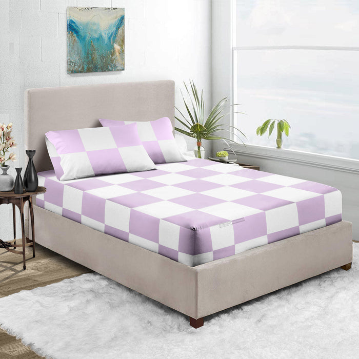 Top Quality  Lilac - White Chex Fitted Sheet