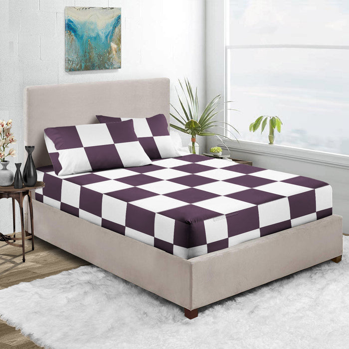 Top Quality Plum - White Chex Fitted Sheet
