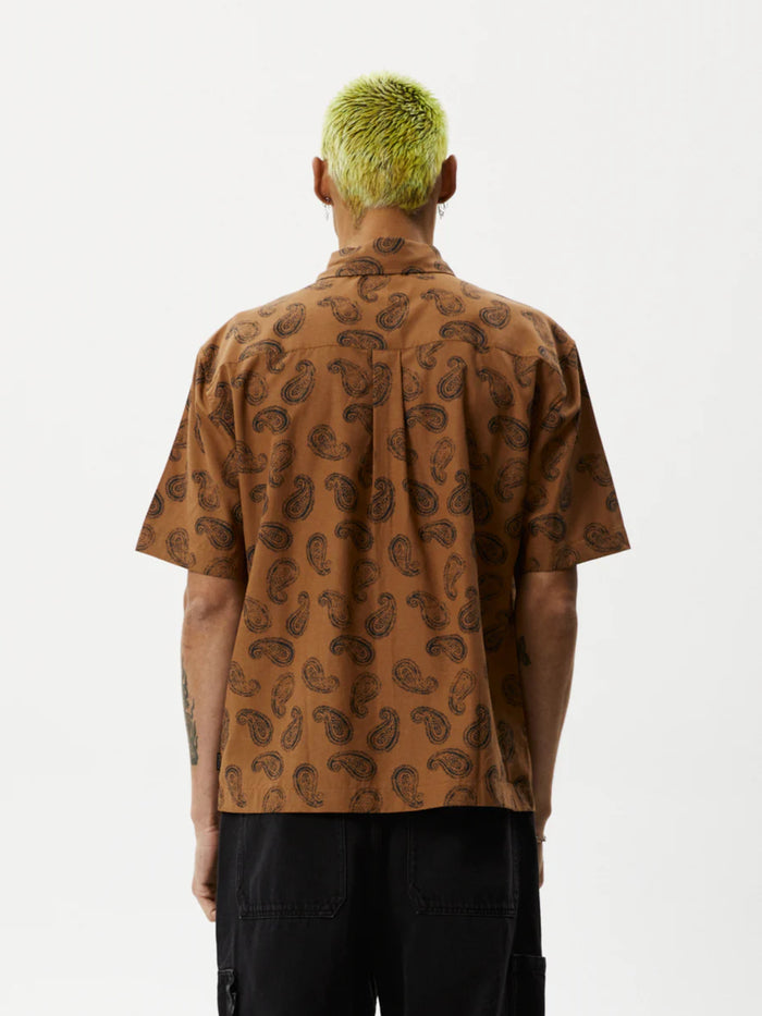 Tradition - Hemp Paisley Short Sleeve Shirt | Toffee-Image 3