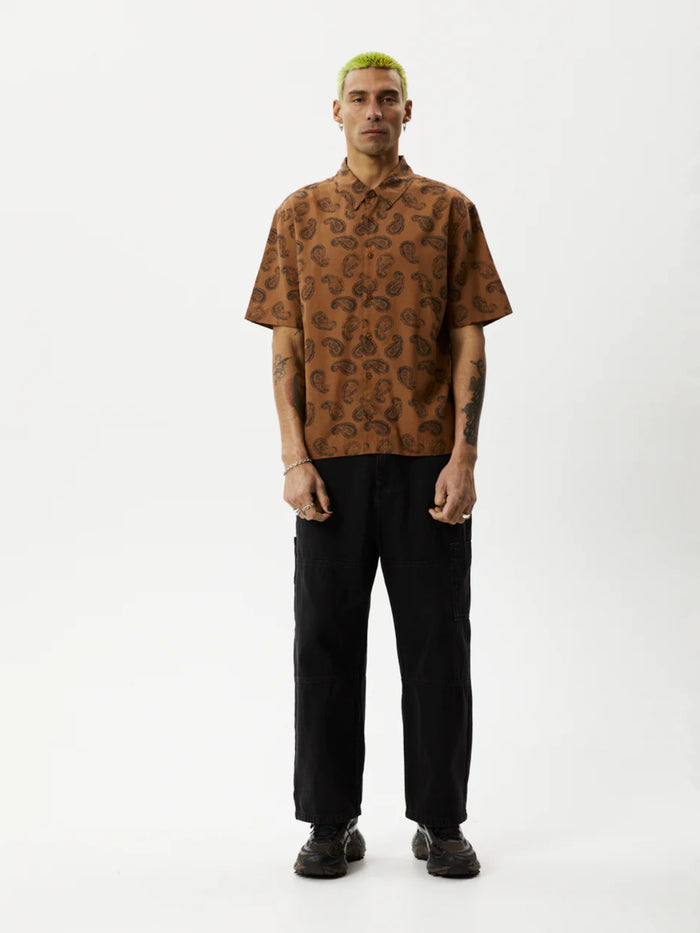 Tradition - Hemp Paisley Short Sleeve Shirt | Toffee-Image 4