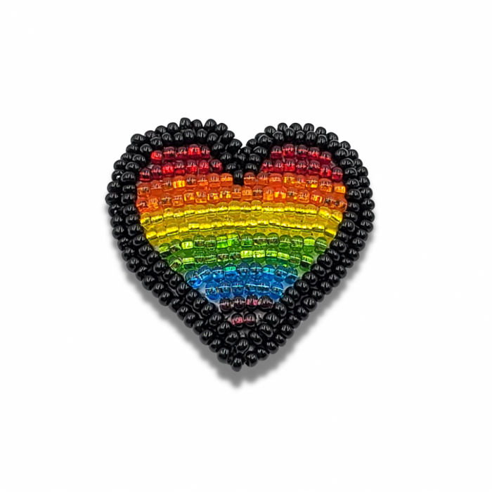TRIBAL ROOTS - Beaded Brooch Pride Heart
