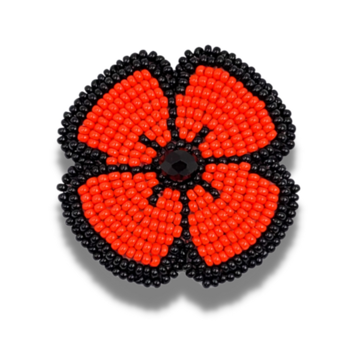 TRIBAL ROOTS - Beaded Brooch Red Poppy
