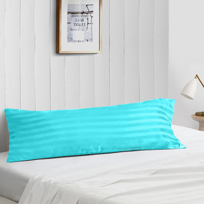 Turquoise blue stripe body pillow covers
