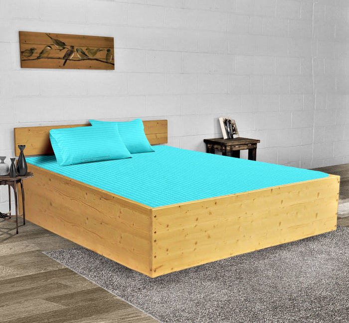 Turquoise Blue Stripe Waterbed Sheets Set
