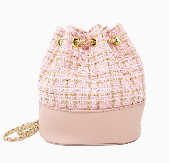 Tweed Drawstring Backpack Bag