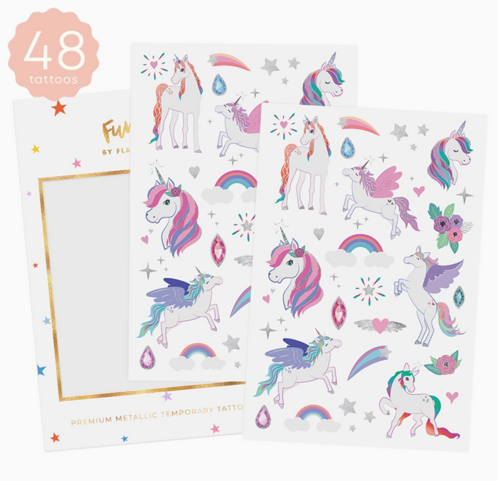 Unicorns | Kids Metallic Temporary Tattoo Sticker