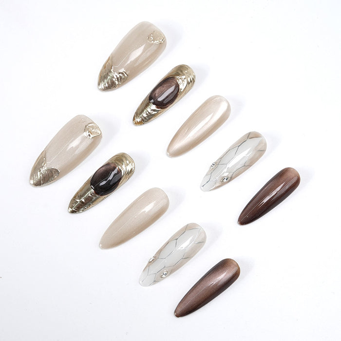US Only|QVR Cold Brew Amber Press-On Nails