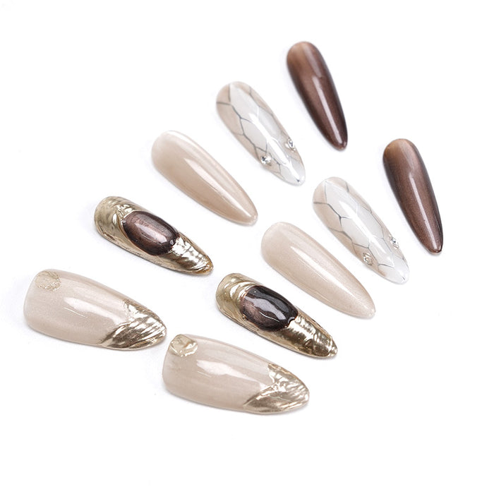 US Only|QVR Cold Brew Amber Press-On Nails