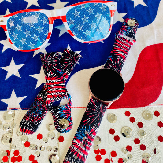 USA Fireworks Print Silicone Band For Samsung Watch