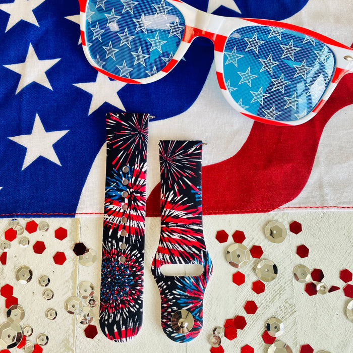 USA Fireworks Print Silicone Band For Samsung Watch