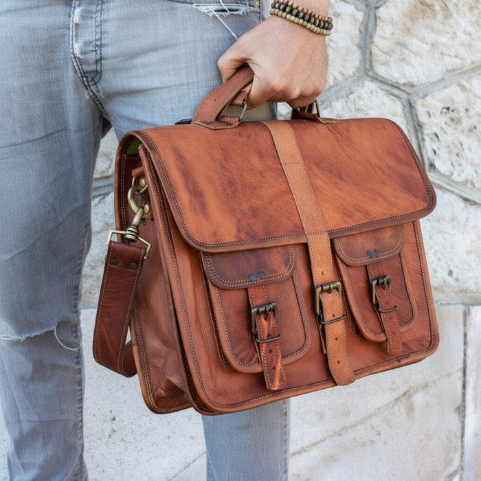 VINTAGE LEATHER OFFICE BAG - Joyscore