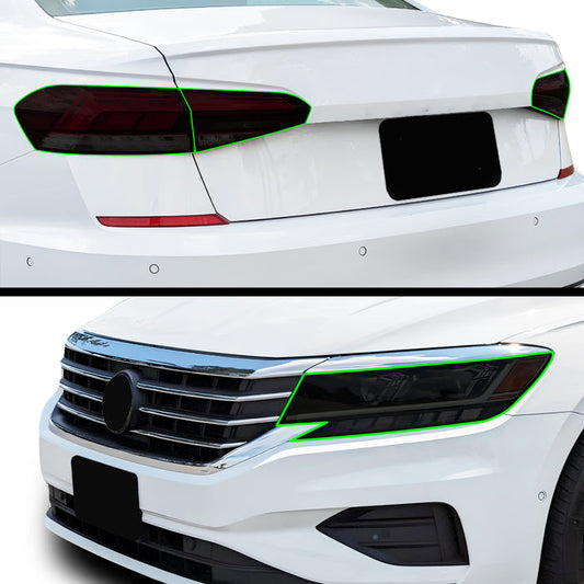 Full Headlight Taillight Precut Smoked PPF Tint Kit Film Overlay Fits Volkswagen Passat 2020 - 2022 - Bogar Tech Designs