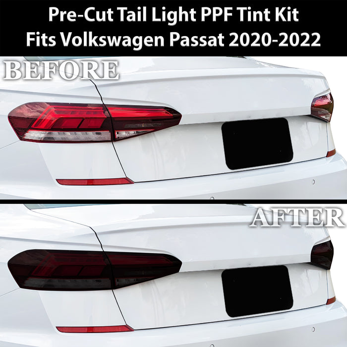 Full Headlight Taillight Precut Smoked PPF Tint Kit Film Overlay Fits Volkswagen Passat 2020 - 2022 - Bogar Tech Designs