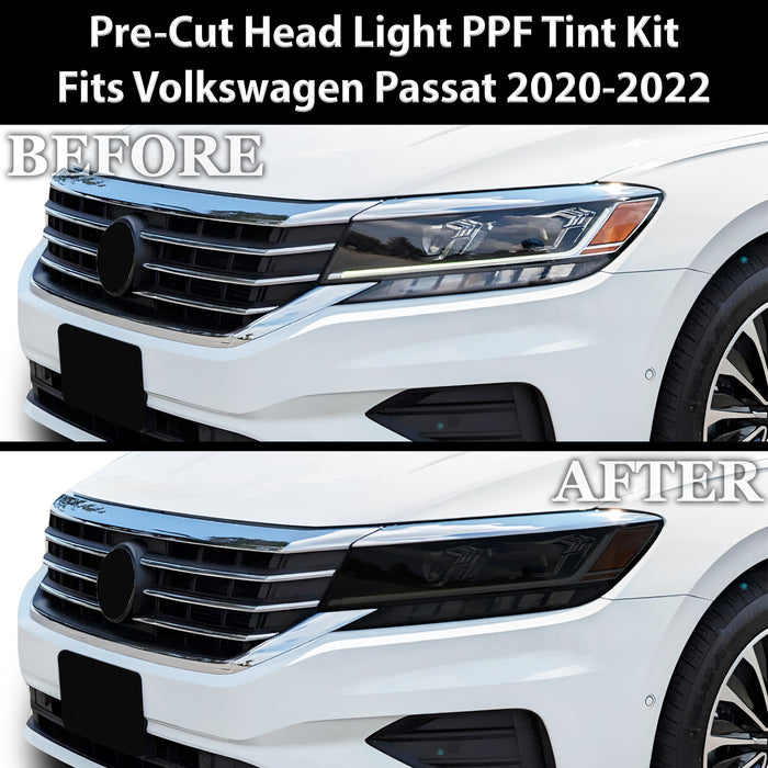 Full Headlight Taillight Precut Smoked PPF Tint Kit Film Overlay Fits Volkswagen Passat 2020 - 2022 - Bogar Tech Designs