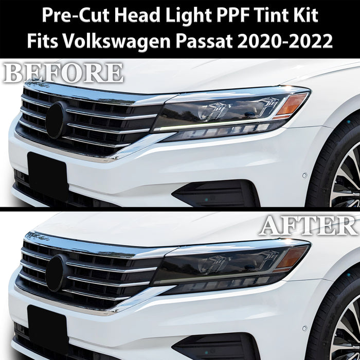 Full Headlight Taillight Precut Smoked PPF Tint Kit Film Overlay Fits Volkswagen Passat 2020 - 2022 - Bogar Tech Designs