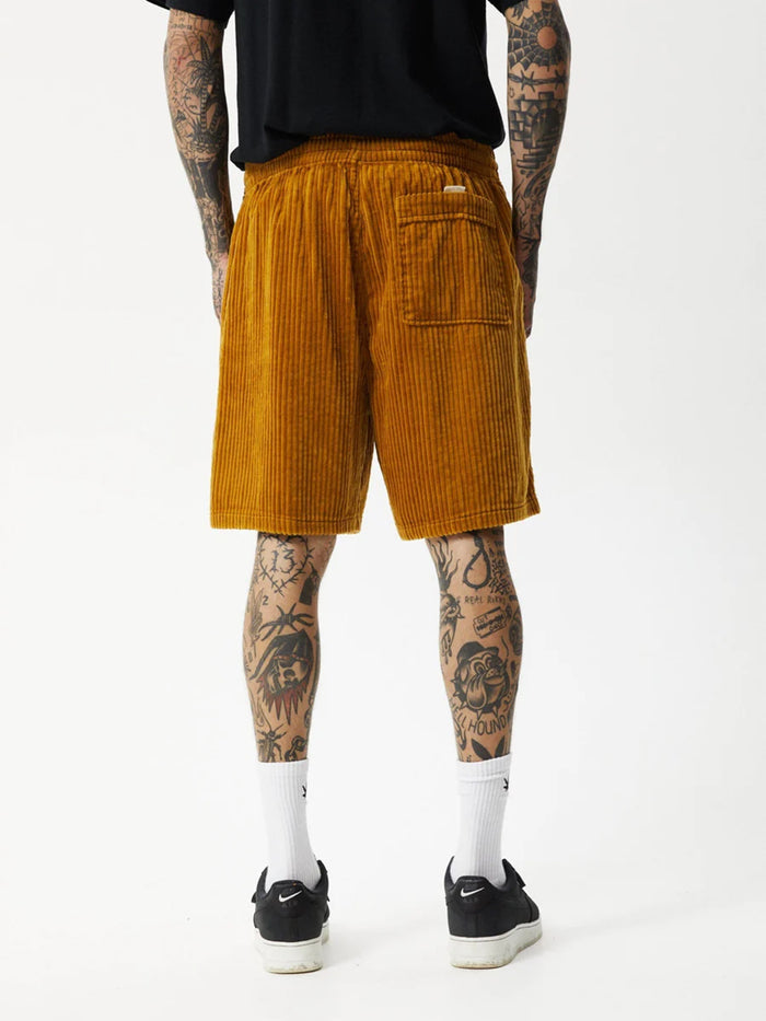 Waterfall Ninety Eights - Hemp Corduroy Elastic Waist Shorts | Mustard-Image 3