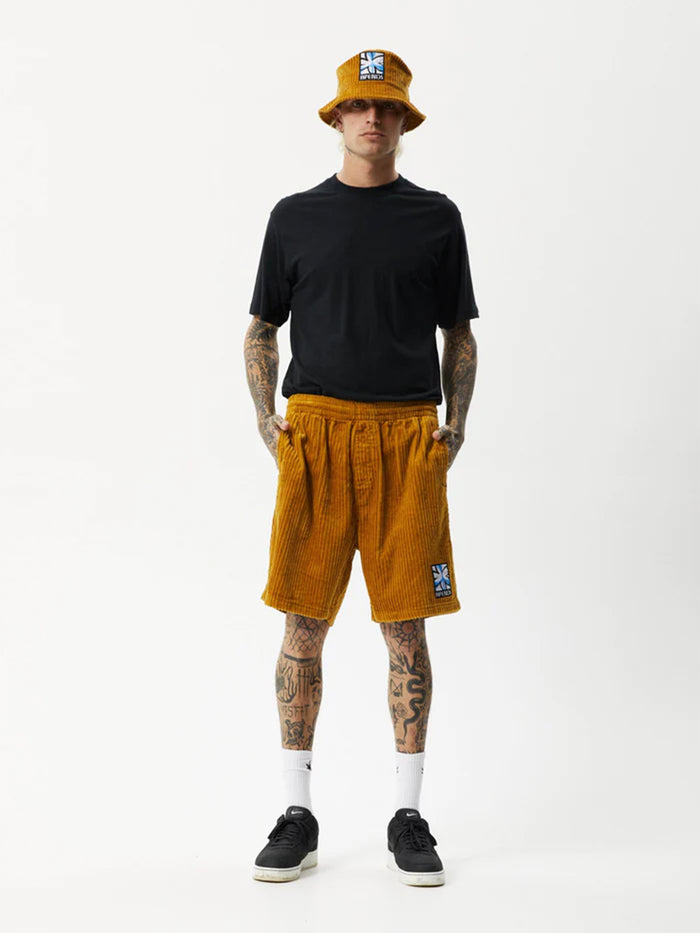 Waterfall Ninety Eights - Hemp Corduroy Elastic Waist Shorts | Mustard-Image 4