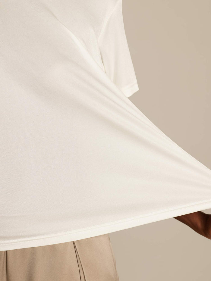 [White] SilkSilky  Short Sleeve Round Neck Women's T-Shirt 005