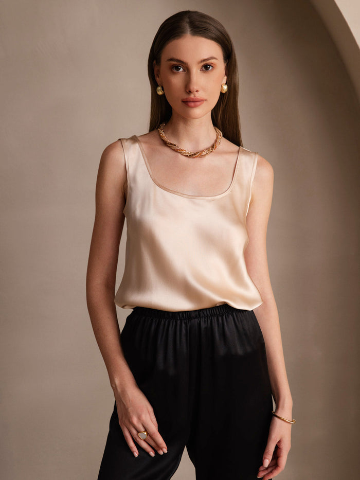 [Champagne] SilkSilky  Sleeveless Camisole Top 001